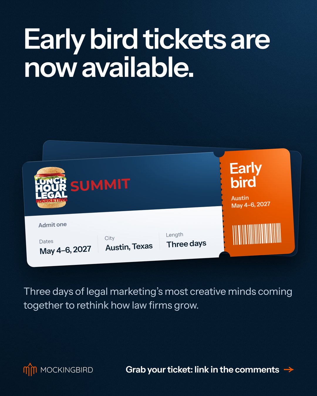 Early bird tickets are now available
